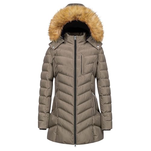 Generisch steppjacke damen Winterjacke Lang Warm Daunenjacke Puffer Jacke Steppjacke mit Kapuze Gepolsterte Daunenmante Langärmelige Steppmantel Dicke Parka Thermal Mantel frauenmantel von Generisch