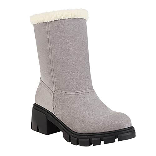 Generisch stiefeletten damen grau kurze stiefel damen gefüttert stiefeletten damen mit absatz gr 44 stiefeletten damen mit absatz sandalen mit blockabsatz plateau sandalen mädchen Grey-D 31.99 von Generisch