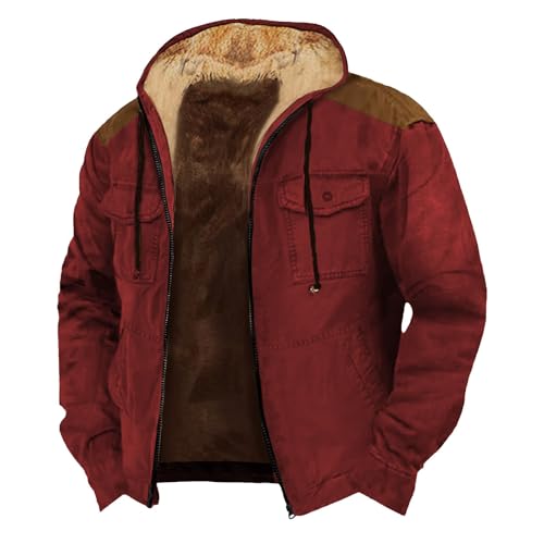 Generisch strickjacken für herren Fleecejacke Herren Jacke Kapuzenjacke Blouson Einfarbiger Fleece Winterjacke ReißVerschluss Winter Warm Rundhals übergangsjacke Bequem Fit Trainingsjacke kochjacke von Generisch