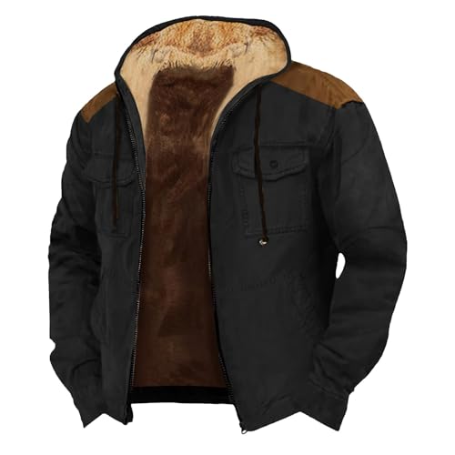 Generisch sweatshirt jacke herren Fleecejacke Herren Jacke Kapuzenjacke Blouson Einfarbiger Fleece Winterjacke ReißVerschluss Winter Warm Rundhals übergangsjacke Bequem Fit Trainingsjacke jeansjacke von Generisch