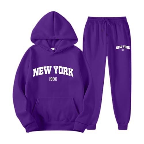 Generisch Jogginganzug Set Sweatshirt und Jogginghose Warmes Trainingsanzug Langarm Sportanzug Sport Outfit Jogger B equem Baggy Stretch von Generisch