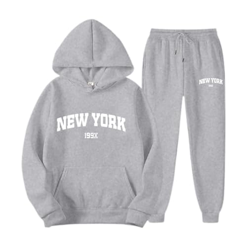 Generisch Jogginganzug Set Sweatshirt und Jogginghose Warmes Trainingsanzug Langarm Sportanzug Sport Outfit Jogger B equem Baggy Stretch von Generisch