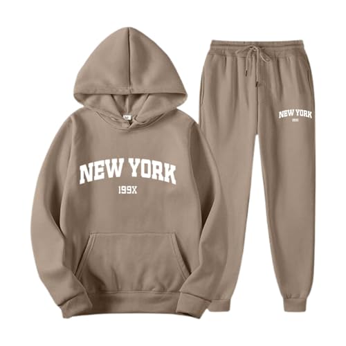 Generisch Jogginganzug Set Sweatshirt und Jogginghose Warmes Trainingsanzug Langarm Sportanzug Sport Outfit Jogger B equem Baggy Stretch von Generisch
