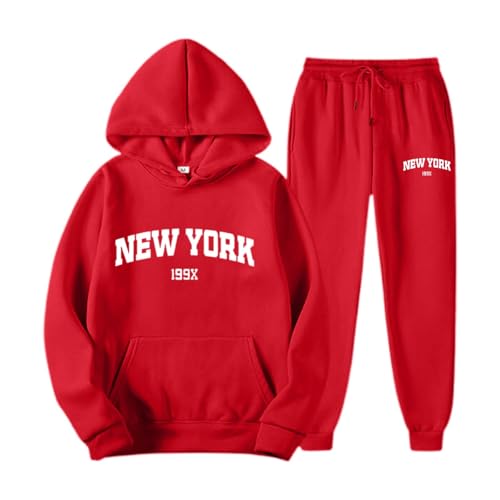 Generisch Jogginganzug Set Sweatshirt und Jogginghose Warmes Trainingsanzug Langarm Sportanzug Sport Outfit Jogger B equem Baggy Stretch von Generisch