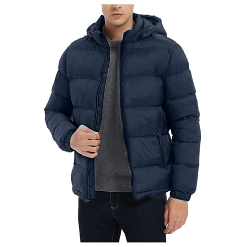 Generisch trainingsjacke herren Winter Steppjacke Herren mit Taschen Warm Winterjacke Abnehmbarer Kapuze Einfarbiger Kapuzenjacke Baumwolle Wintermantel Bequem Fit Mantel von Generisch