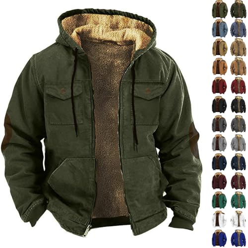 Generisch trenchcoat herren Fleecejacke Herren Jacke Kapuzenjacke Blouson Einfarbiger Fleece Winterjacke ReißVerschluss Winter Warm Rundhals übergangsjacke Bequem Fit Trainingsjacke übergangsjacke von Generisch