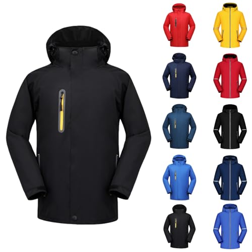 Generisch wachsjacke herren Kapuzenjacke Herren Jacke Winterjacke Einfarbiger Sweatjacke Winter Warm Softshelljacke Mit ReißVerschluss Baumwolle Bequem Fit Windjacke skijacke von Generisch