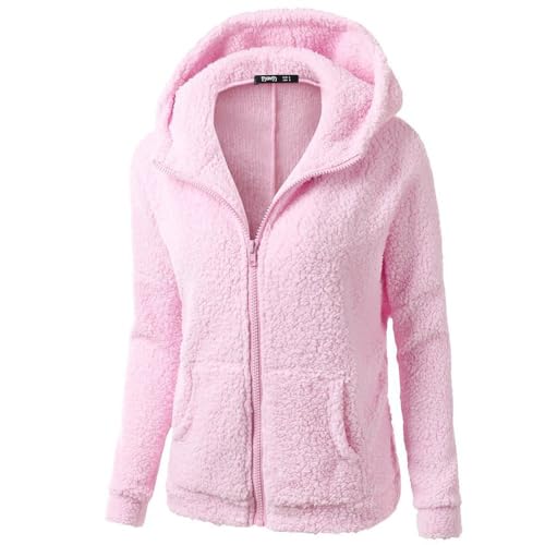 Generisch weiße jacke damen Fleecejacke Winterjacke Warm Winter Teddyjacke Thermojacke Teddy Fleece Jacken Teddyfleece Jacke Fellmantel PlüSchjacke mit Taschen mantel damen von Generisch
