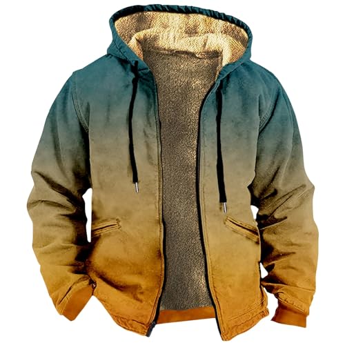 Generisch winterjacke herren, Men's Hoodie with Zip, Fleece Jacket Long Sleeve, winterjacke 4xl, sweat herren jacke, winterjacke herren%, extra warme winterjacke, thermojacke herren, Orange， XXL von Generisch