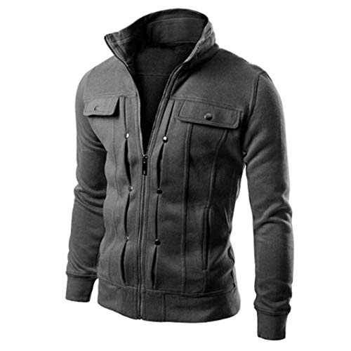 Generisch winterjacke herren herrenjacken Cargo Jacket Stand-Up Collar warnschutzjacke+winter fliesjacke herren warm herbst winter jacke herren regenjacke herren baustelle Dark Gray XL von Generisch