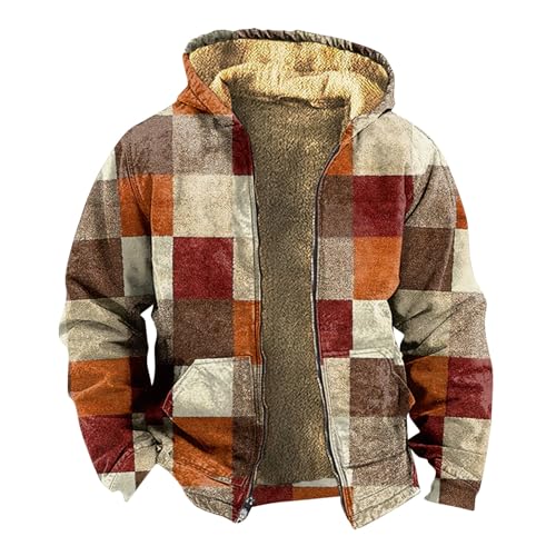 Generisch winterjacke herren trapstar+winterjacke Plush Lining Teddy Fleece Sweat Jacket arbeitsjacken sehr warme winterjacke herren arbeits westen herren winter Orange 3XL von Generisch