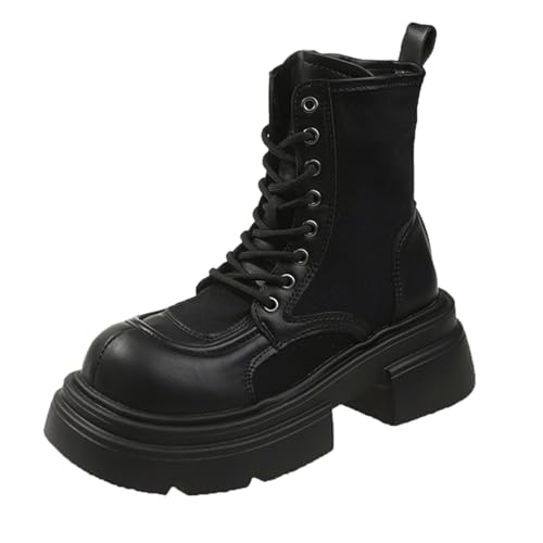 Generisch women winter boots Stiefeletten Damen Winter Wasserdicht Niederung Blockabsatz Halbstiefel Elegant Rutschfest Schlupfschuhe Bequeme Einfarbige Reißverschluß Outdoorschuhe Schwarz 39 von Generisch