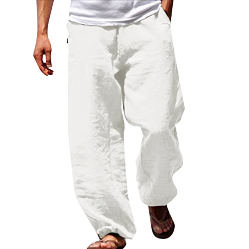 Generisch yogahose Herren Baumwolle Bio Wanderhose männer Sommer Zip leichte Sommerhose männer yogahose Herren kurz 3/4 Yoga Hosen Set Leinenhose männer lang 4XL Leinenhose Men lang schwarz von Generisch