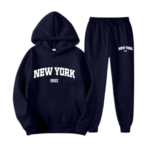 Generisch Jogginganzug Set Sweatshirt und Jogginghose Warmes Trainingsanzug Langarm Sportanzug Sport Outfit Jogger B equem Baggy Stretch von Generisch