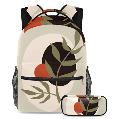 Geometrisches Muster bleiben Sie stilvoll mit unserem 2-teiligen Kinder-Schultaschen-Set, Rucksack und Federmäppchen, Mehrfarbig Nr. 04, B：29.4x20x40cm P：19x7.5x3.8cm, Tagesrucksäcke von Generisch