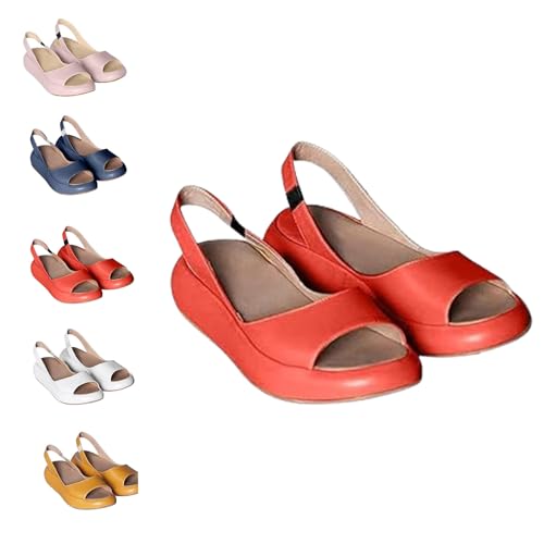 Gepolsterte Sandalen, Leichte Und Bequeme Orthopädische Slip-On-Sandalen Mit Gepolstertem Peep-Toe (red,42) von Generisch