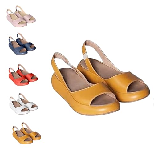 Gepolsterte Sandalen, Leichte Und Bequeme Orthopädische Slip-On-Sandalen Mit Gepolstertem Peep-Toe (yellow,35) von Generisch