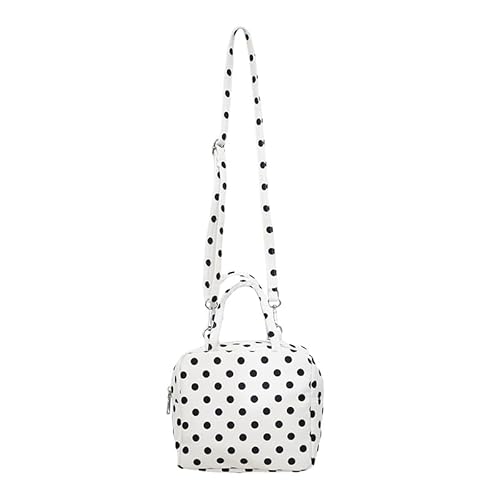 Gepunktete Handtasche, weiche Unterarmtasche, einfache Umhängetasche für Damen, für den täglichen Gebrauch, besondere Anlässe, weiß, 340.00x220.00x120.00mm von Generisch