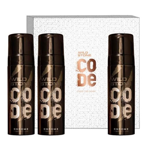 Geschenkbox mit Code Chrome Body Parfum, 3 Stück (je 120 ml) von Generisch