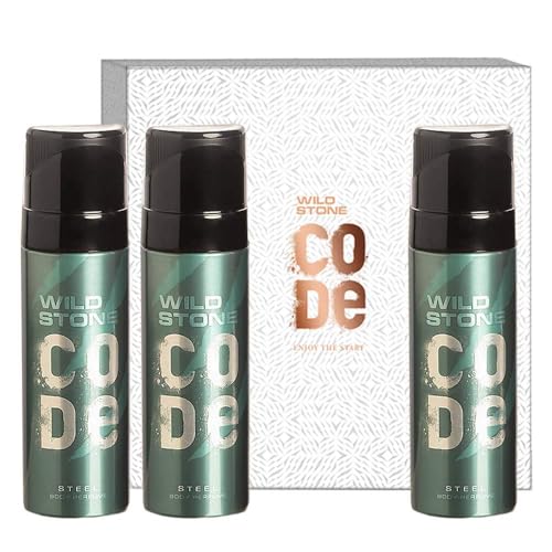 Geschenkbox mit Code Steel Body Parfum, 3 Stück (je 120 ml) von Generisch
