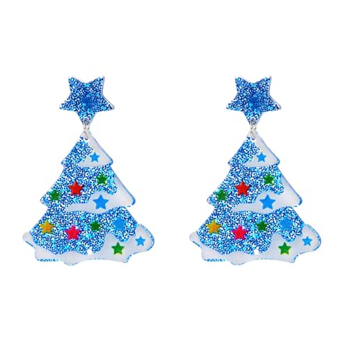 Geschenke für Damen Mädchen Cartoon Bunte Weihnachtsbaum Acryldruck Ohrringe für Frauen Ohrringe Weihnachten (A, 4. 3x3cm) von Generisch