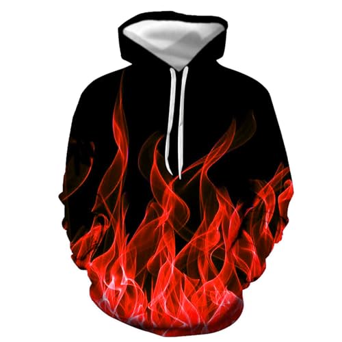 Geschenke für Freundin Hoodie Herren Flamme Bedrucken Kapuzenpullover Langarm Sweatshirt mit Kapuze Freizeit Bequem Fleece Pullover Autumn Sport Fleecepullover Kapuzenpulli für Paare Regular von Generisch