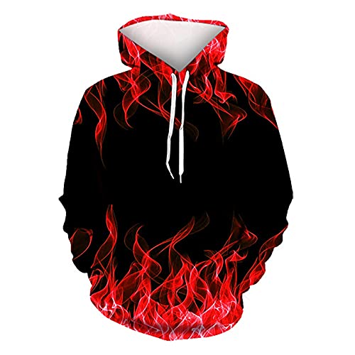 Geschenke für Freundin Kapuzenpullover Herren Flamme Audruck Hoodie Fleece Pullover mit Kapuze Freizeit Langarm Sweatshirt Autumn Sport Fleecepullover Winter Kapuzenpulli für von Generisch