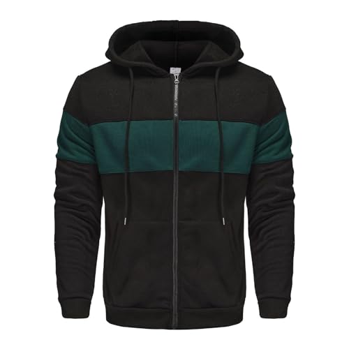 Geschenke für Männer Sweatjacke Herren mit Kapuze Farbabstimmung Fleecejacke Winter Fleece Kapuzenjacke Reißverschluss Übergangsjacke Locker Sport Kapuzenpullover Freizeit Hoodie von Generisch