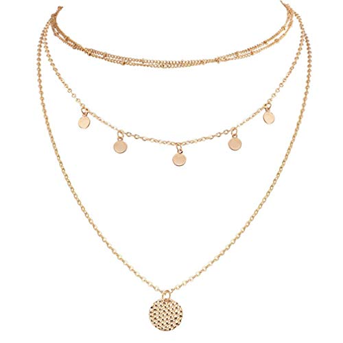 Geschichtete Halskette, Choker-Halskette, runder Anhänger, Schmuck für Damen von Generisch