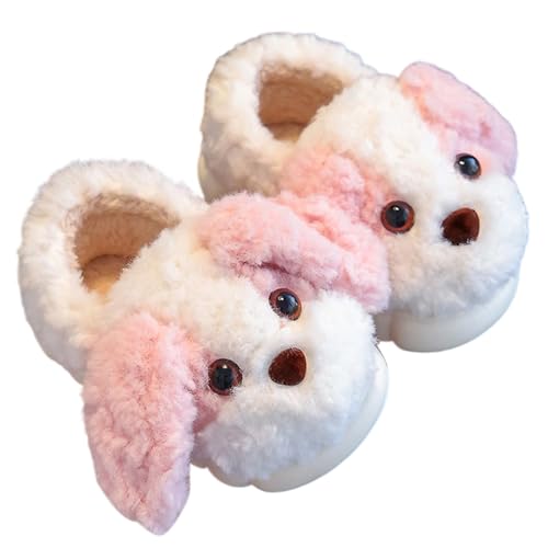 Geschlossene Hausschuhe Barfußschuhe Kinder Warm Plüsch Hund Hausschuhe Nette Winter Baumwolle Warme Rutschfeste Haushaltsschuhe Fußwärmer Rutschfeste Dickbesohlte Slip-On House Slippers von Generisch