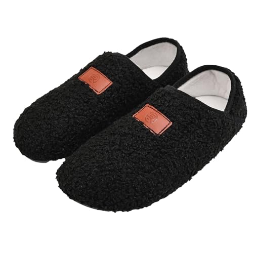 Geschlossene Hausschuhe Damen Rutschfest - Pantoffeln Herren Winter Warm Plüsch Haushaltsschuhe Teddy-Fleece Hausschlappen Unisex Baumwollhausschuhe Indoor Heimschuhe Lässige Loafers von Generisch