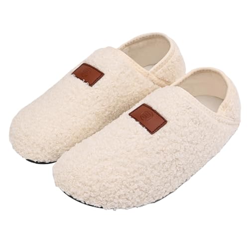 Geschlossene Hausschuhe Damen Rutschfest - Pantoffeln Herren Winter Warm Plüsch Haushaltsschuhe Teddy-Fleece Hausschlappen Unisex Baumwollhausschuhe Indoor Heimschuhe Lässige Loafers von Generisch