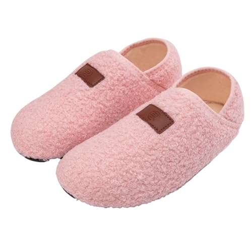 Geschlossene Hausschuhe Damen Rutschfest - Pantoffeln Herren Winter Warm Plüsch Haushaltsschuhe Teddy-Fleece Hausschlappen Unisex Baumwollhausschuhe Indoor Heimschuhe Lässige Loafers von Generisch