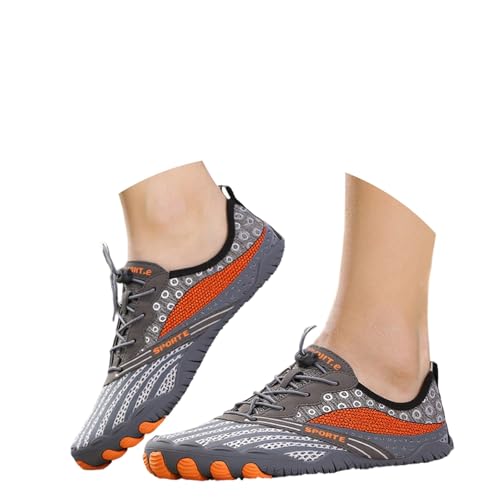 Geschlossene Zehenpartien für Herren und Damen, schnell trocknende Barfuß-Aquashoes für Strand, Wassersport wie Surfen, Kajak, Yoga, Wasserpark, Sneaker-Socken für Damen, hellgrau, 44 EU von Generisch