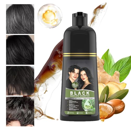 Geschmacksrichtungen - Eine Schwarze Pflanzen Haarfarbe Shampoo | Haarfärbemittel 500ml Pflanzliches Haarfärbeshampoo Gegen Graues Haar Für Männer Frauen Feuchtigkeitsspendend Zuhause Salon Anwendung von Generisch
