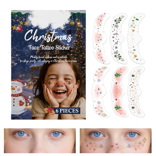 Gesichts Glitzer Sommersprossen Aufkleber - 6 Stücke Weihnachts Gesichts Makeup Decal - Sommersprossen Dekos Für Festliche Feiern Kostümpartys Teenager Mädchen Tanzbühnen Auftritt von Generisch