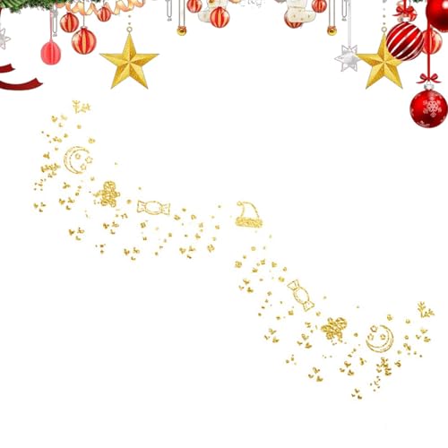 Gesichtsaufkleber für Weihnachten, Weihnachtsgesichts-Glitzeraufkleber | Glitzer-Gesichtsaufkleber Weihnachtsaufkleber - Goldfarbene Glitzer-Aufkleber, wasserfeste Aufkleber, Augen-Make-up-Aufkleber f von Generisch