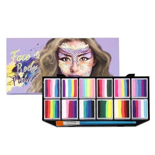 Gesichtsbemalungs-Make-up-Set, Körperbemalung, Make-up-Palette, 12 Farben, waschbares Kunstmalerei-Set für Cosplay, professionelle Gesichtsbemalung für Kinder und Erwachsene von Generisch