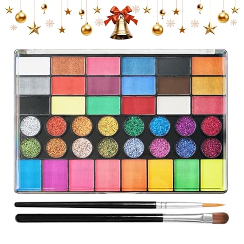 Gesichtsfarbe, Wasseraktiv Gesichtsfarbe Palette Mit Pinsel, Schminkpalette Für Feste Feiern Karneval Bühne Geburtstag Schule Weihnachten Halloween von Generisch