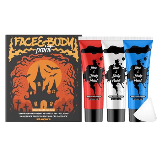 Gesichtsfarbe | Halloween Cosplay Körperfarbe Set 3 Teile,Abwaschbares Schmink-Set Für Fasching Kinder Und Erwachsene von Generisch