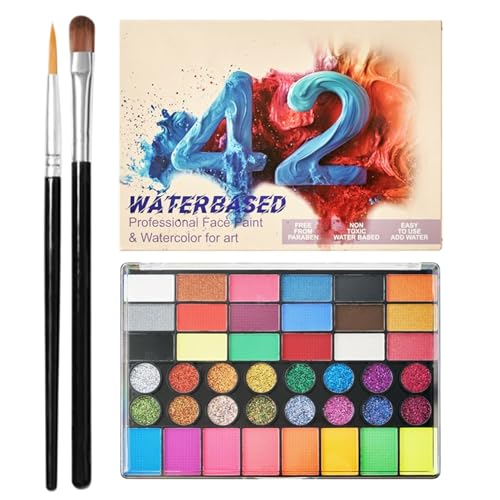 Gesichtsfarbe - Wasseraktivierbares Schmink Set Mit Zahlreichen Farben - Gesichtsfarben Palette Für Halloween Weihnachten Bühnenauftritte Schulfeste Geburtstage Festivals von Generisch