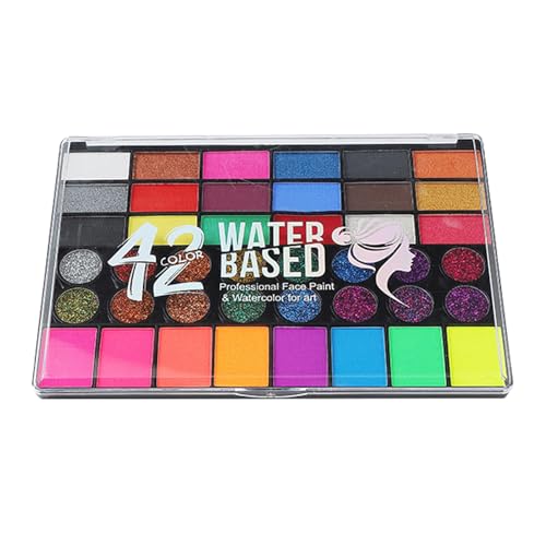 Gesichtsfarbe - Wasserbasierte Schminke | Wasserbasierte Gesichtsfarbe | 42-Farben Halloween Schminkpalette Für Gesicht Körper Hals Empfindliche Haut Kinderfest Bühnenauftritt Halloween von Generisch