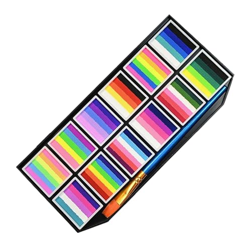 Gesichtsfarben-Set - Schminkfarbe,wasserbasierte abwaschbare langanhaltende Farbpalette mit 12 Feldern und Pinsel Make-up-Marker für Festival Sport Theater Mädchen Cosplay Frauen von Generisch
