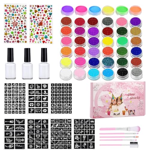 Gesichtsfarben Set | Wasseraktivierte Körperbemalung Mit Schablonen Pinsel - Kunst Handwerk Gesichtsfarbe Schablonen Und Pinsel Für Karneval Halloween Geburtstag Kindertag Festlichkeiten von Generisch