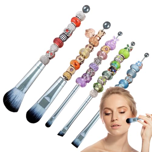 Gesichtspinsel Make-up, Perlen-Make-up-Pinsel für Frauen, 5 x professioneller Applikator, zum Verblenden von synthetischem Werkzeug für Foundation, Lidschatten, Rouge, Setting Powder von Generisch