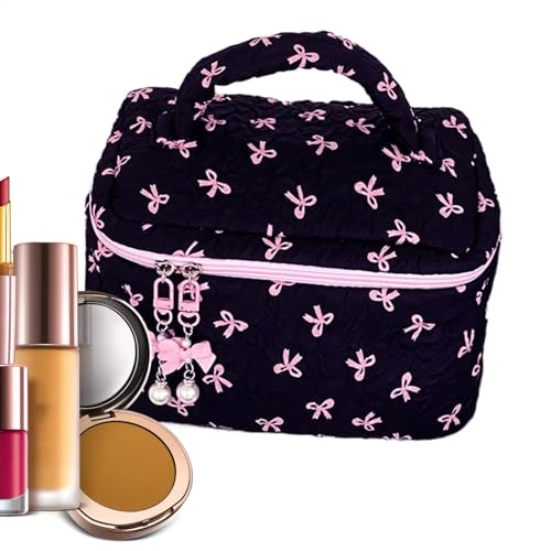 Gesteppte Make -up -Tasche, Make -up -Tasche süß - Polyester Ästhetische Blumen -Make -up -Tasche,Multifunktionale Reisetilmenträgerbehälter, Make -up Storage Organizer für Badezimmer von Generisch