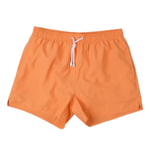 Gestreifte Strandshorts für Herren, lockere elastische Taille, Kordelzug-Shorts mit Futter, Orange, M Gestreifte Strandshorts für Herren, lockere elastische Taille, Kordelzug-Shorts mit Futter, Orange, M von Generisch