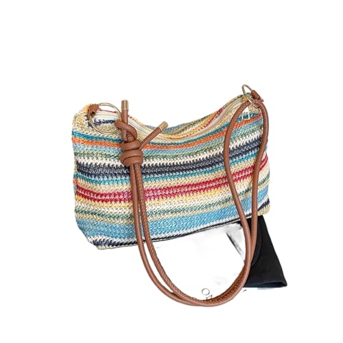 Gestreifte Strohhalm-Tasche, leichte große Kapazität mit abnehmbarer Geldbörse und Reiß verschluss für Strand urlaub von Generisch