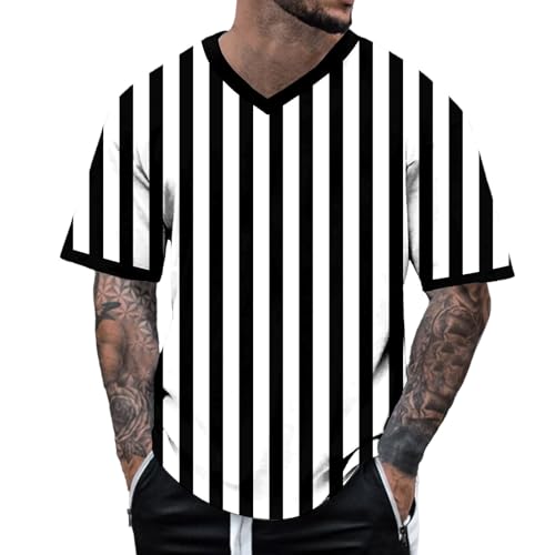 Gestreifte Tshirt Herren Ringelshirt Mit V Ausschnitt Fasching Tshirt Bluse Gestreiftes Rundhals Locker Ringelshirt Tops Sweatshirt Baumwolle Oberteil Sportshirt Training Tshirts Tops von Generisch