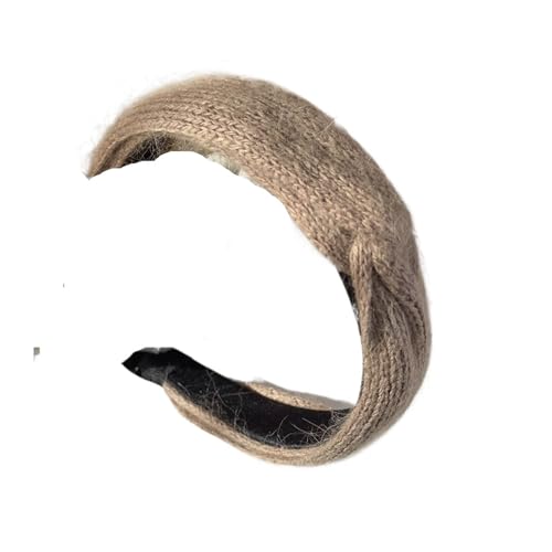 Gestricktes geknotetes Haarband aus Plüsch, einfarbig, breit, für Damen (braun) von Generisch